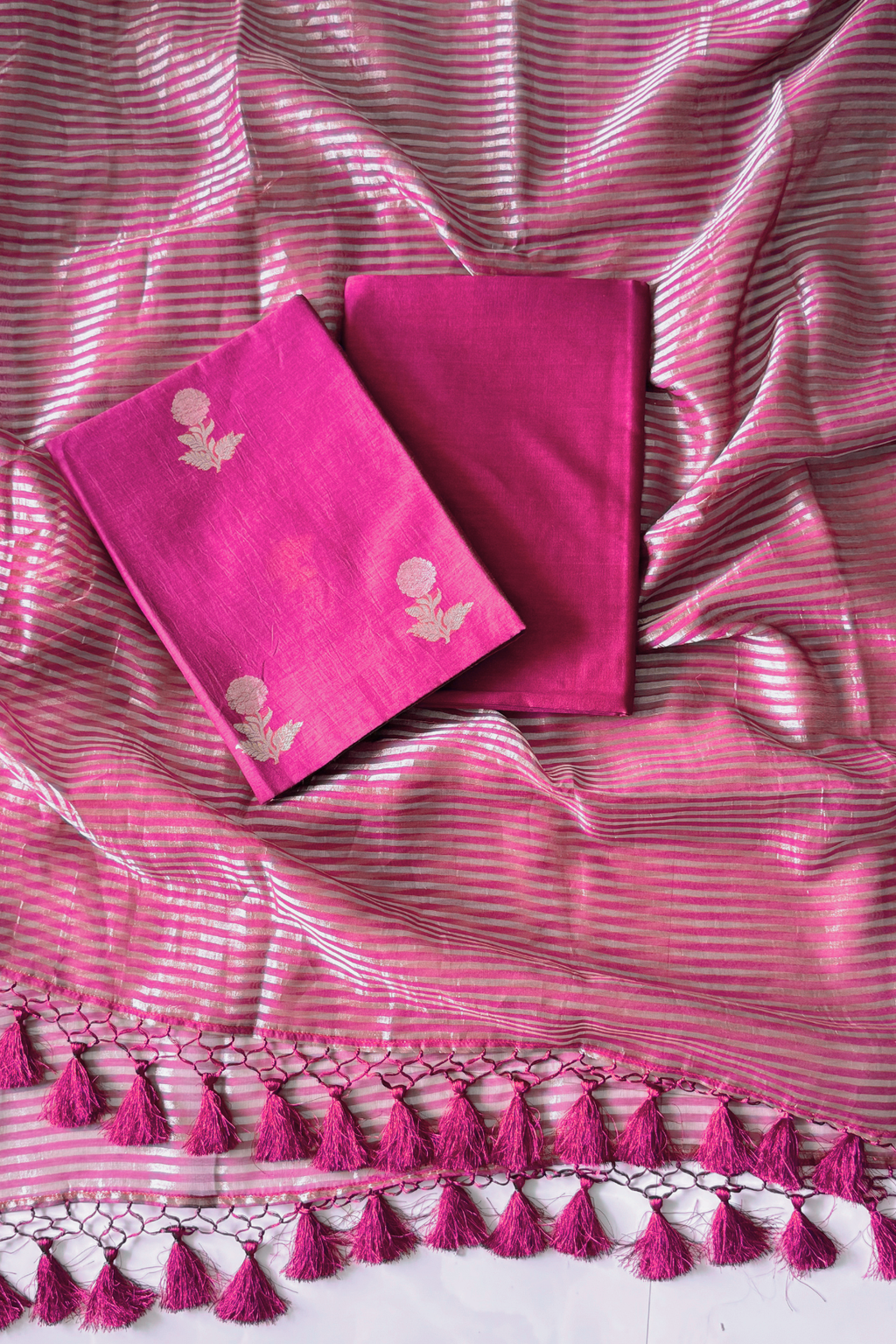 Pure Mul Chanderi With Kadwa Weaving - Pink