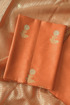 Pure Mul Chanderi With Kadwa Weaving -  Aprticot Orange