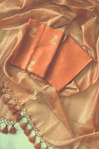 Pure Mul Chanderi With Kadwa Weaving -  Aprticot Orange