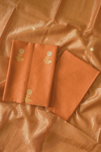 Pure Mul Chanderi With Kadwa Weaving -  Aprticot Orange