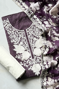 Pure Georgette With Parsi Work Unstitched Suit Set - Wine Purple