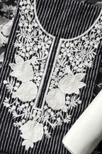 Pure Georgette With Parsi Work Unstitched Suit Set - Black