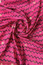 Hand Block bagh Printed Suit Set With Banarasi Weaving - Rani Pink Color