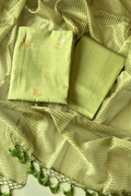 Pure Mul Chanderi With Kadwa Weaving - Parrot green