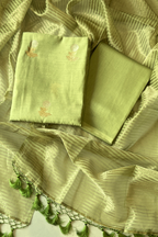 Pure Mul Chanderi With Kadwa Weaving - Parrot green
