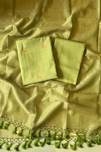 Pure Mul Chanderi With Kadwa Weaving - Parrot green