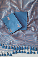 Pure Mul Chanderi With Kadwa Weaving -  Sky blue color