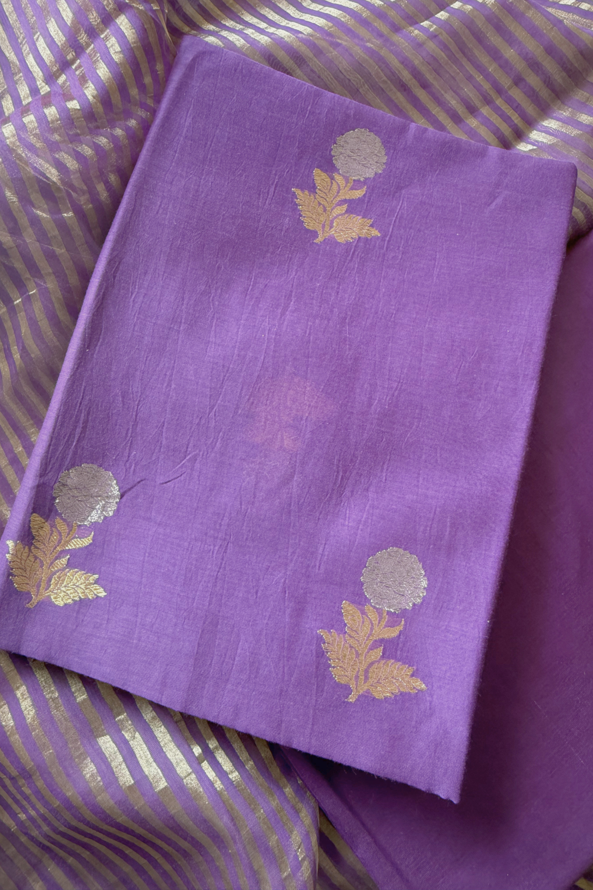 Pure Mul Chanderi With Kadwa Weaving -  Dark Pastel Purple