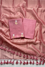 Pure Mul Chanderi With Kadwa Weaving - Onion Color