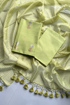 Pure Mul Chanderi With Kadwa Weaving - Parrot green