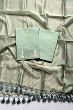Pure Mul Chanderi With Kadwa Weaving -  Sage Green