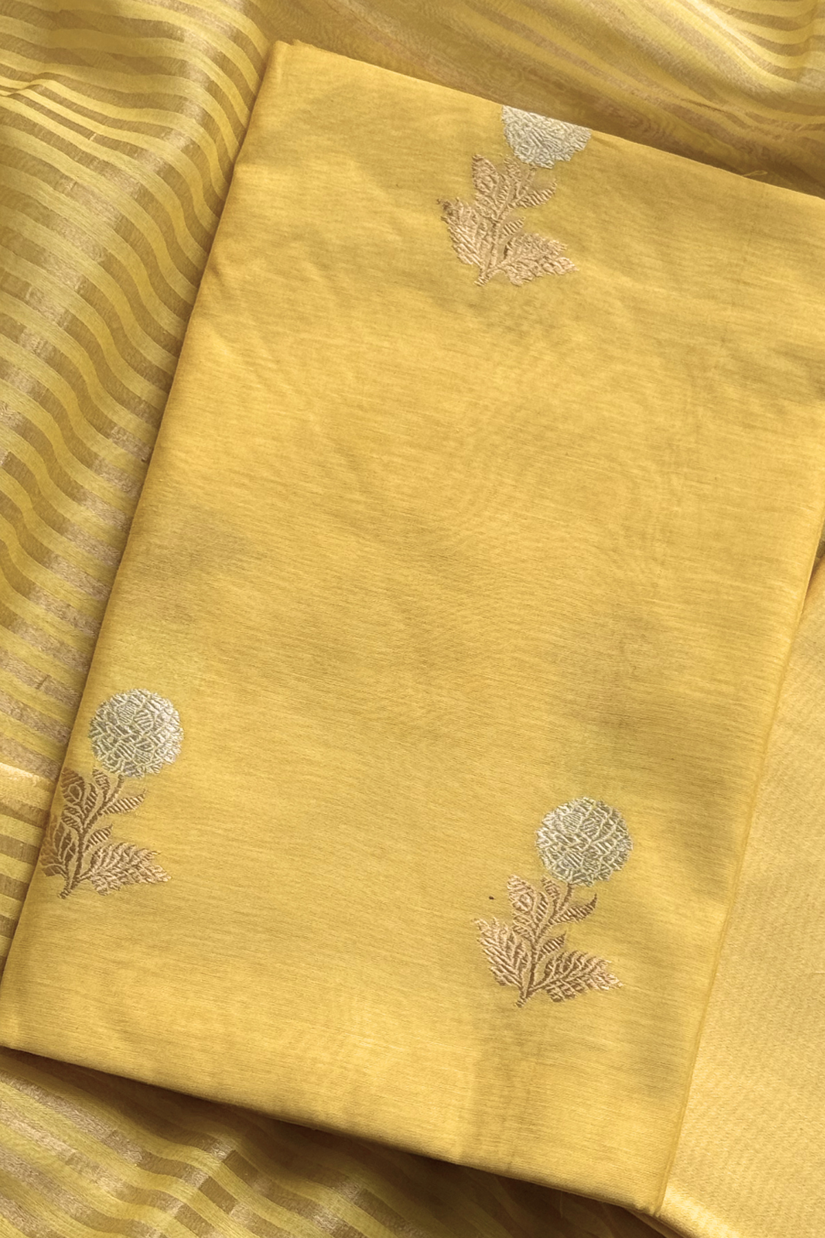 Pure Mul Chanderi With Kadwa Weaving - Yellow