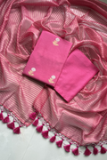 Pure Mul Chanderi With Kadwa Weaving - magenta Pink