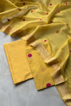 Pure Mul Chanderi With Kadwa Weaving - Yellow