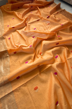 Pure Mul Chanderi With Kadwa Weaving - Orange