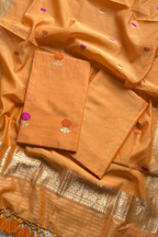 Pure Mul Chanderi With Kadwa Weaving - Orange