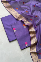 Pure Mul Chanderi With Kadwa Weaving - Purple