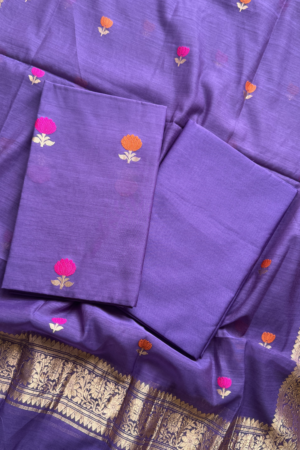 Pure Mul Chanderi With Kadwa Weaving - Purple