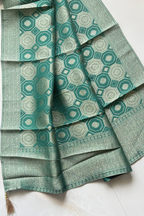 upada silk with Banarasi weaving - 3 Piece set - Mint Green