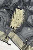 Chanderi silk with Banarasi weaving - 3 Piece set - Black