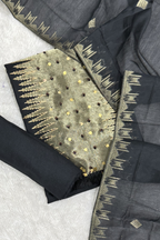 Chanderi silk with Banarasi weaving - 3 Piece set - Black