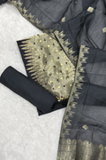Chanderi silk with Banarasi weaving - 3 Piece set - Black