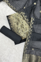 Chanderi silk with Banarasi weaving - 3 Piece set - Black