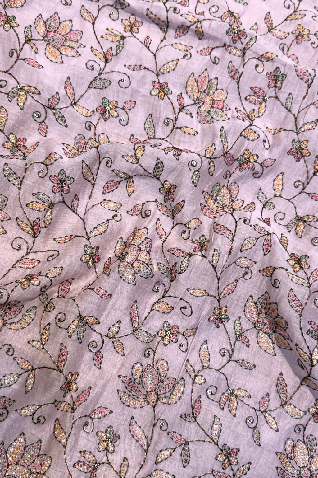 Embroiderd Mul Chanderi 2 pc Suit Suit - Light pink