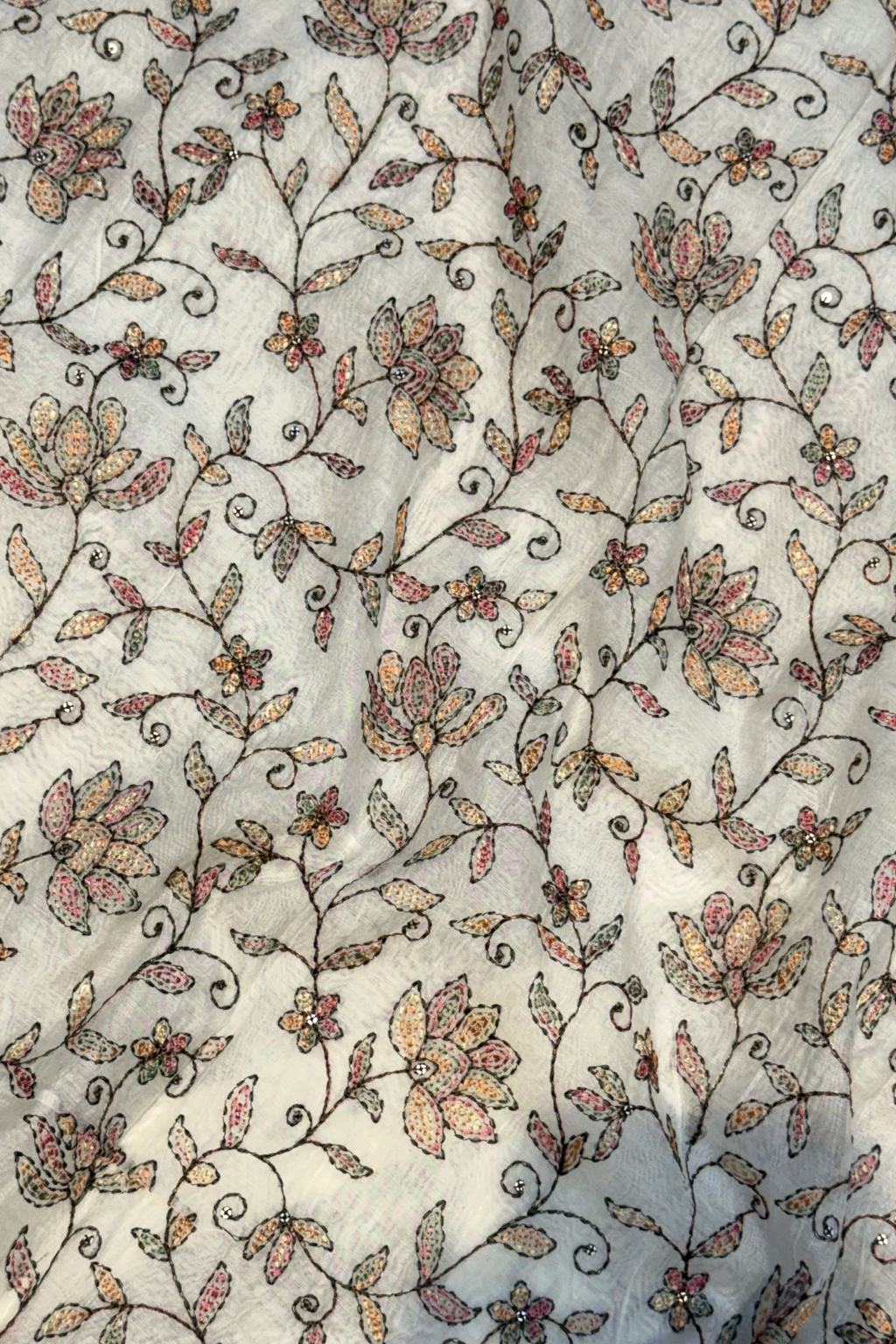 Embroiderd Mul Chanderi 2 pc Suit Suit - Off white