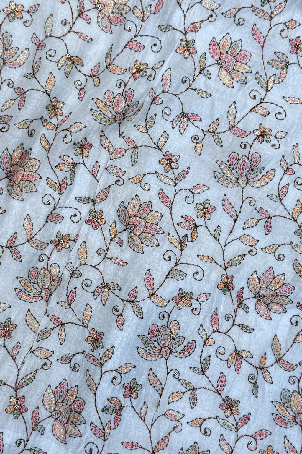 Embroiderd Mul Chanderi 2 pc Suit Suit - Light Blue