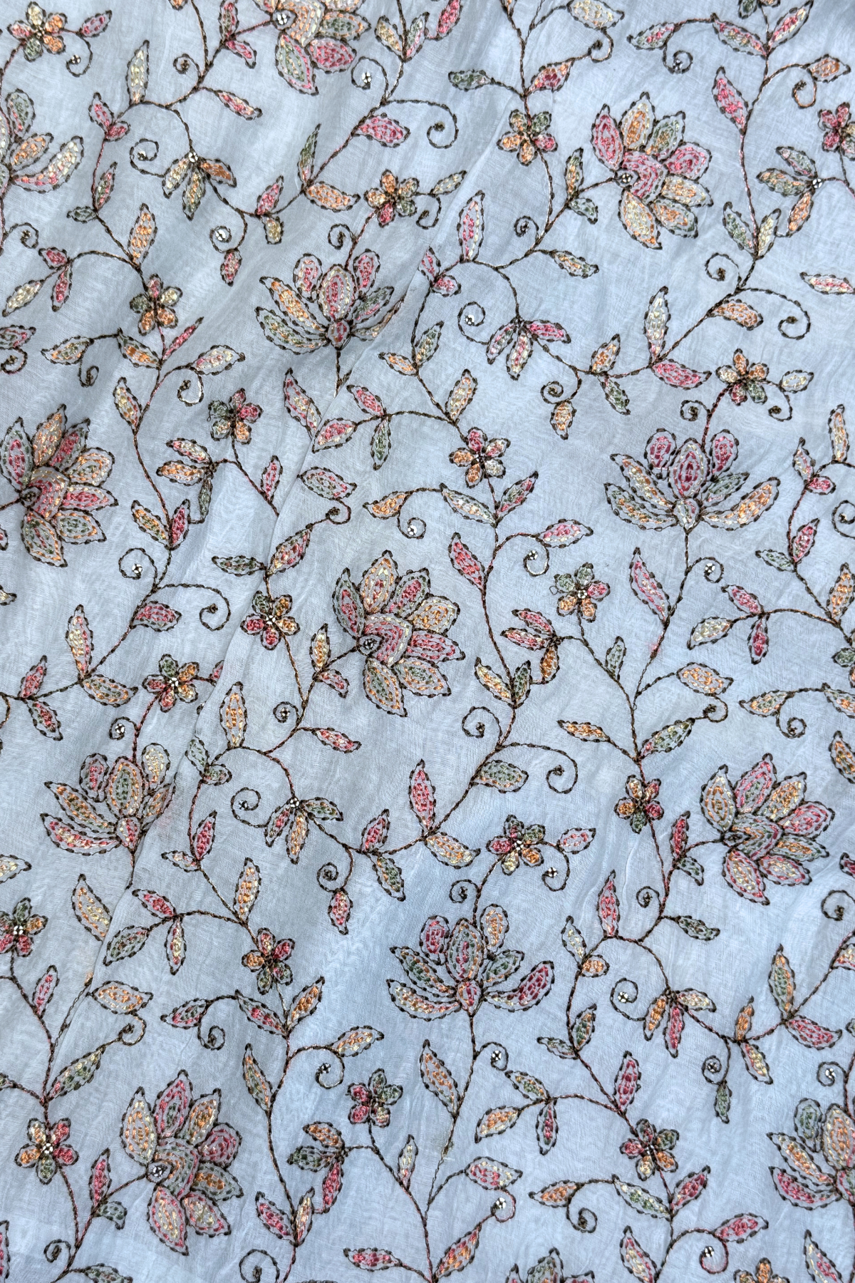 Embroiderd Mul Chanderi 2 pc Suit Suit - Light Blue