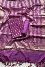 Mul Chanderi with Banarasi weaving - 3 Piece set - Purple Wine