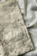 Chanderi Tissue Silk With Banarasi Weaving - 3 Piece set - Off-White