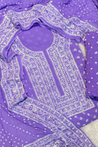 Lucknowi style thread work with bandhej - lavender