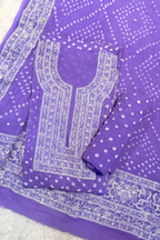 Lucknowi style thread work with bandhej - lavender