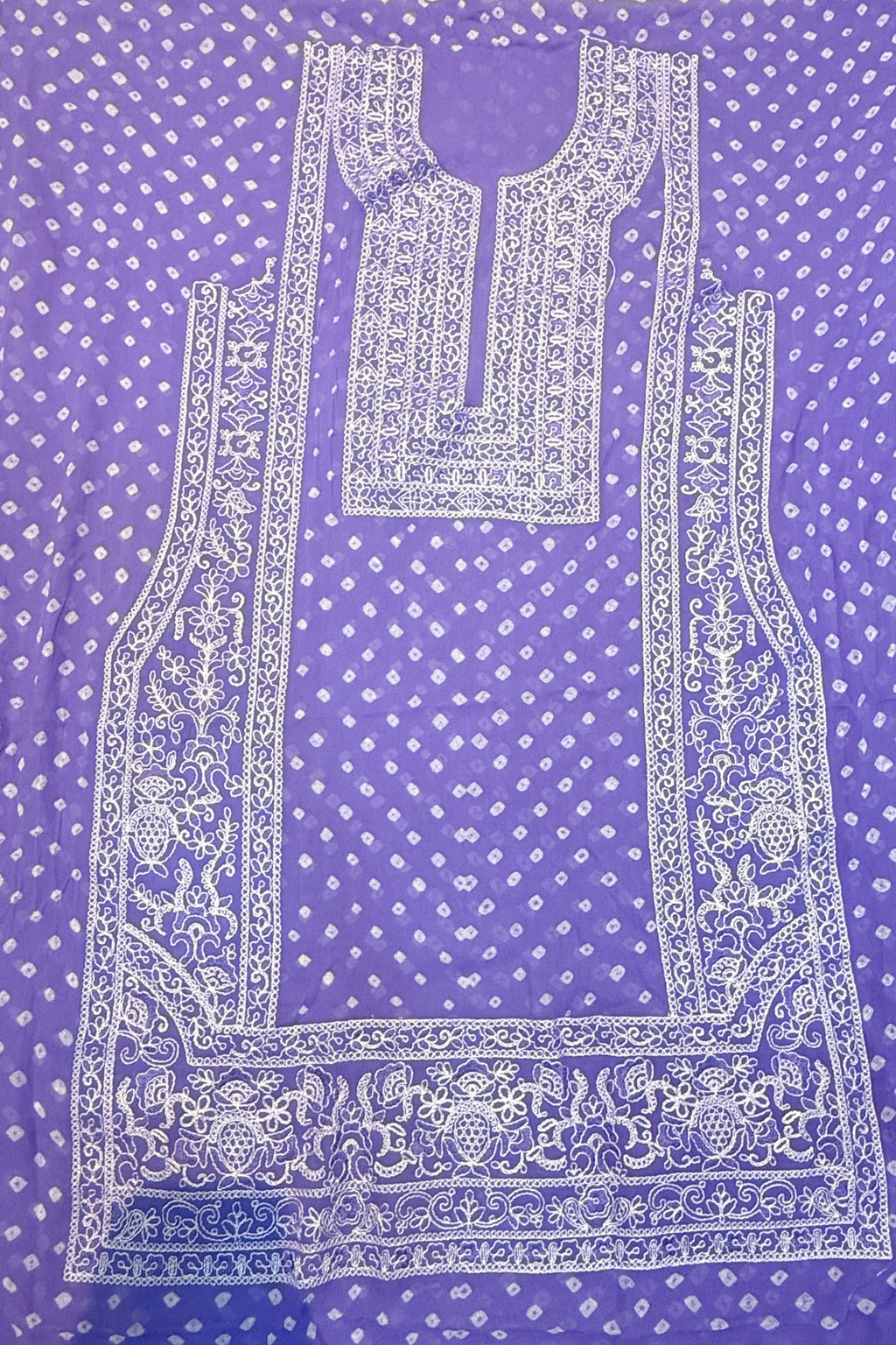 Lucknowi style thread work with bandhej - lavender