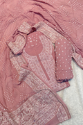 Lucknowi style thread work with bandhej - dusty pink