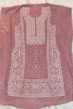 Lucknowi style thread work with bandhej - dusty pink