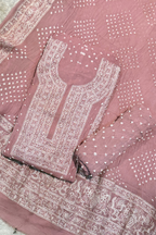 Lucknowi style thread work with bandhej - dusty pink