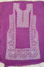 Lucknowi style thread work with bandhej - purple