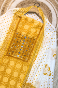 Pure Cotton Mirror Work 3 Piece Unstitched Suit Set - Yellow
