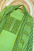 Pure Cotton Mirror Work 3 Piece Unstitched Suit Set - Light Green