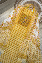 Pure Cotton Mirror Work 3 Piece Unstitched Suit Set - Light Yellow