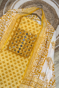Pure Cotton Mirror Work 3 Piece Unstitched Suit Set - Light Yellow