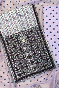 Pure Cotton Mirror Work 3 Piece Unstitched Suit Set - Purple & White