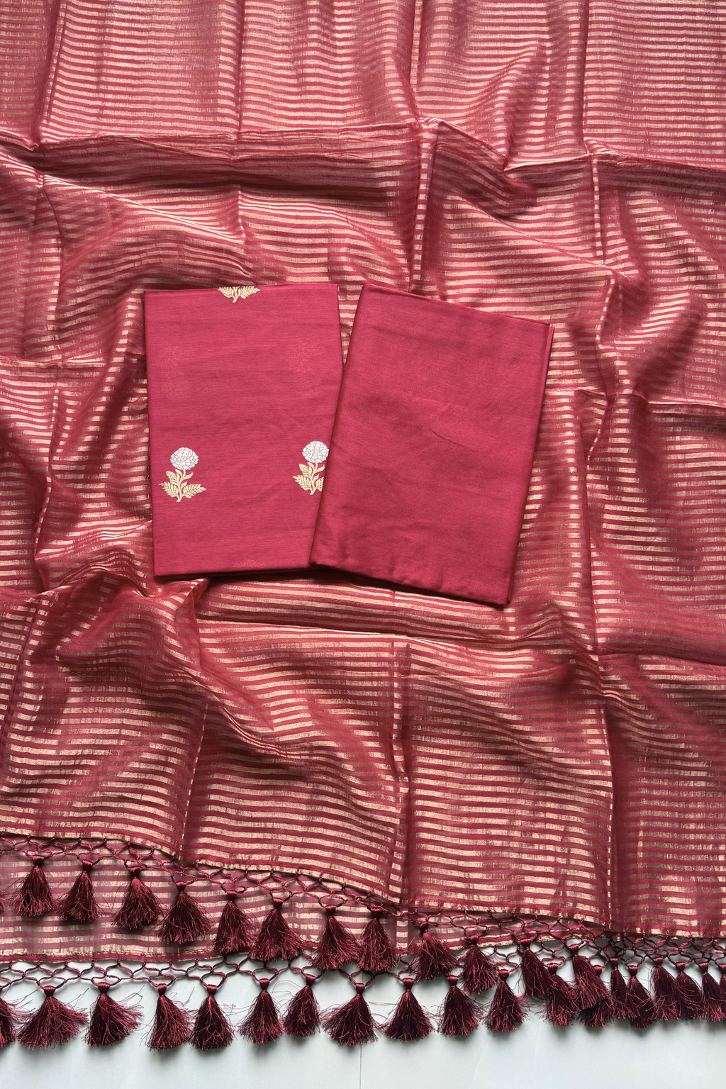Pure Mul Chanderi With Kadwa Weaving - Maroon