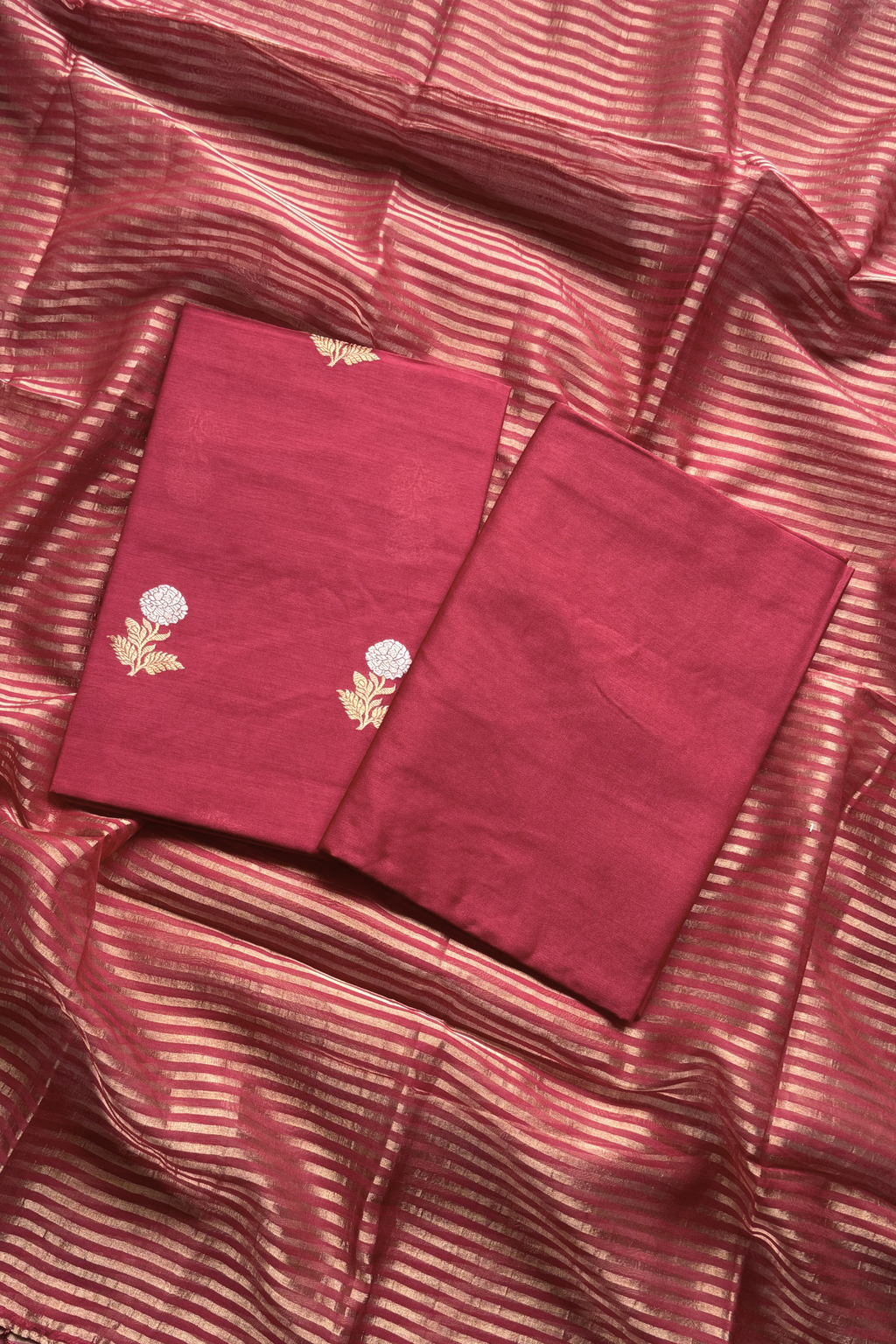 Pure Mul Chanderi With Kadwa Weaving - Maroon