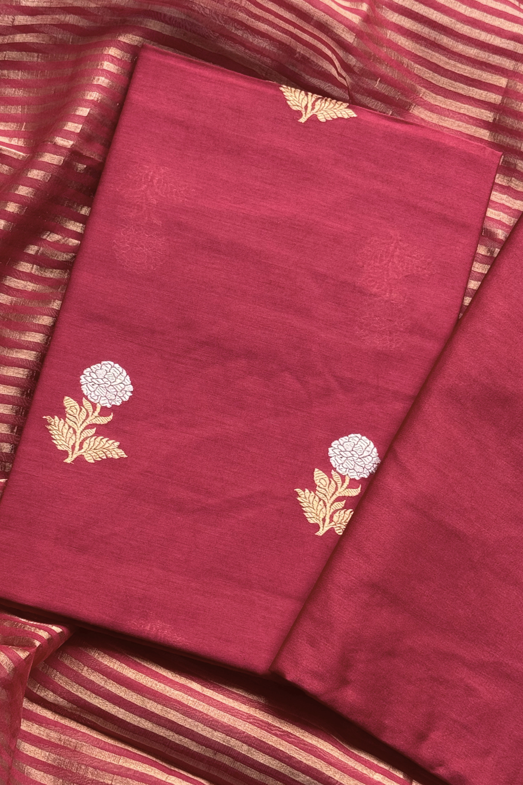 Pure Mul Chanderi With Kadwa Weaving - Maroon