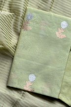 Pure Mul Chanderi With Kadwa Weaving - Light Pista Green