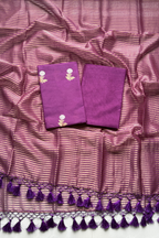 Pure Mul Chanderi With Kadwa Weaving -  Magenta Purple
